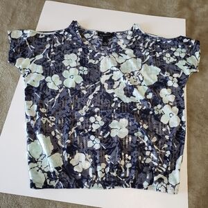 **2 FOR $15 FREE SHIPPING***INC Petite Cold Shoulder Sequin Top Size PM